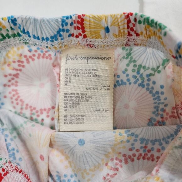 Baby Girls Ruffled Top & Shorts Colorful Lightweight Outfit Set Size 24m - Picture 5 of 8